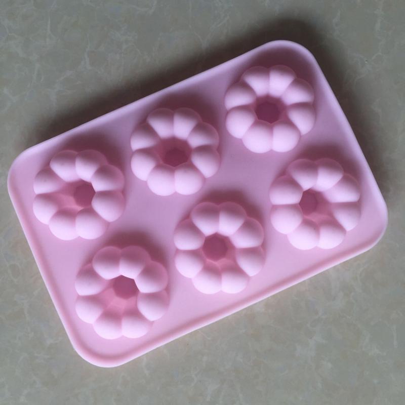 Donut Mold Silicone - 6-fach Antihaft-Silikon-Donutform in Blumenform, lebensmittelecht, für